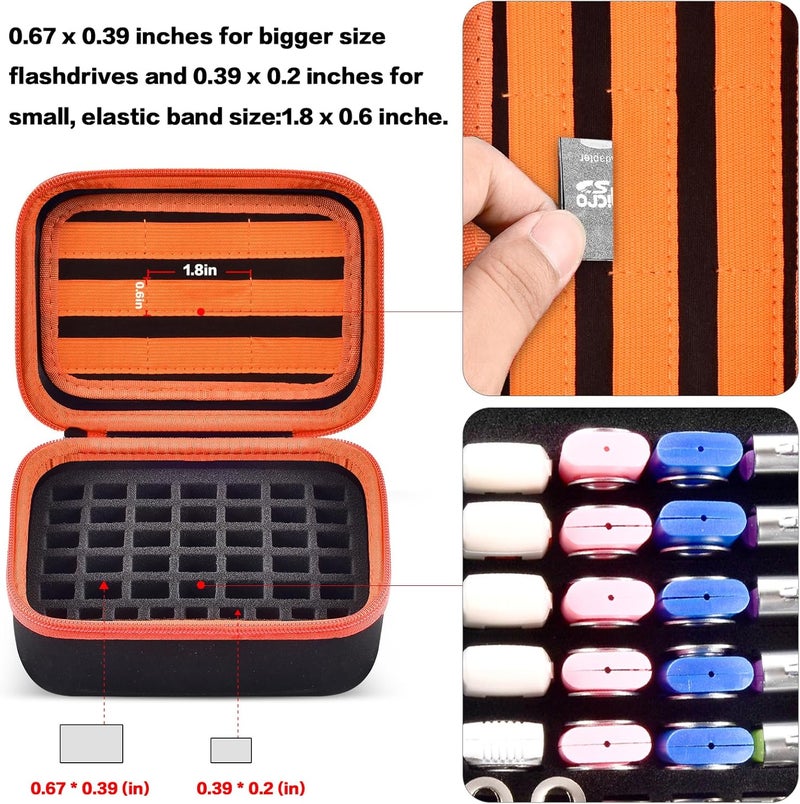 Comecase USB Flash Drive Case, Thumb Drive, Memory Card SD SDXC SDHC Card Holder Organizer, Electronic Accessories Storage Bag for SanDisk/SamData/Samsung/TOPESEL/PNY (Orange Inside, Large) - Image 2